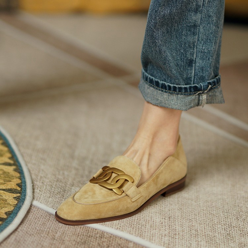 Women'S Shoes Round Toe - Mocassini da donna in pelle scamosciata