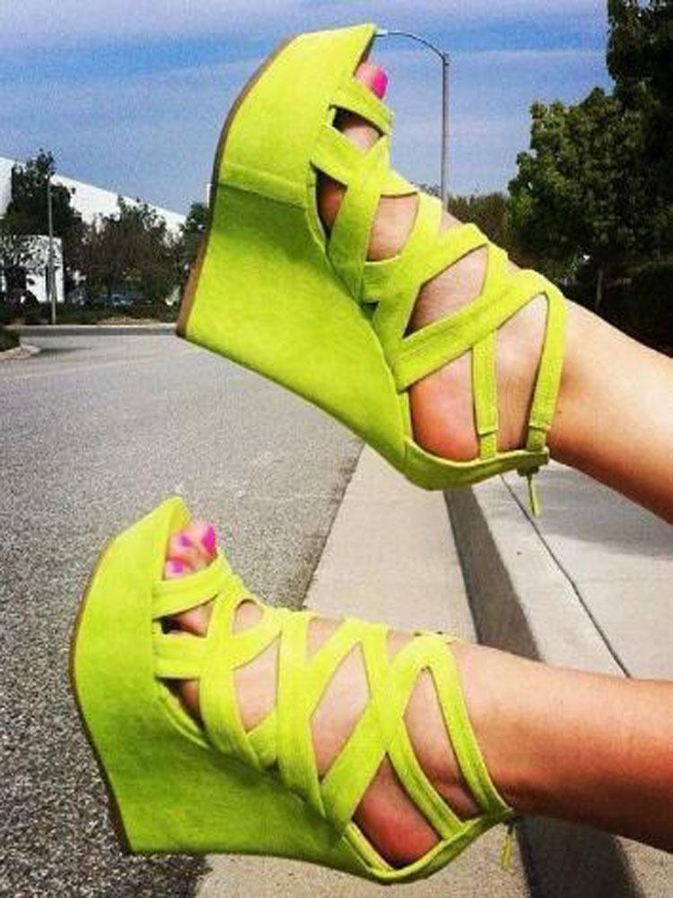 Sandali con zeppa alta in pell - Women'S Shoes Yellow recensione e prezzo